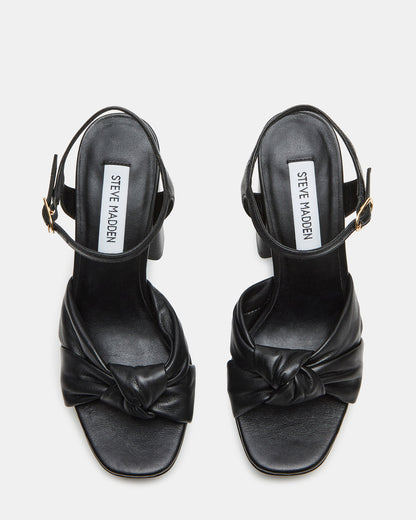 Steve Madden JOYRIDE Black Leather Platform Block Heel | Women's Heels
