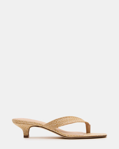 Steve Madden TRACIE Raffia Thong Strap Women's Kitten Heel