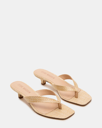 Steve Madden TRACIE Raffia Thong Strap Women's Kitten Heel