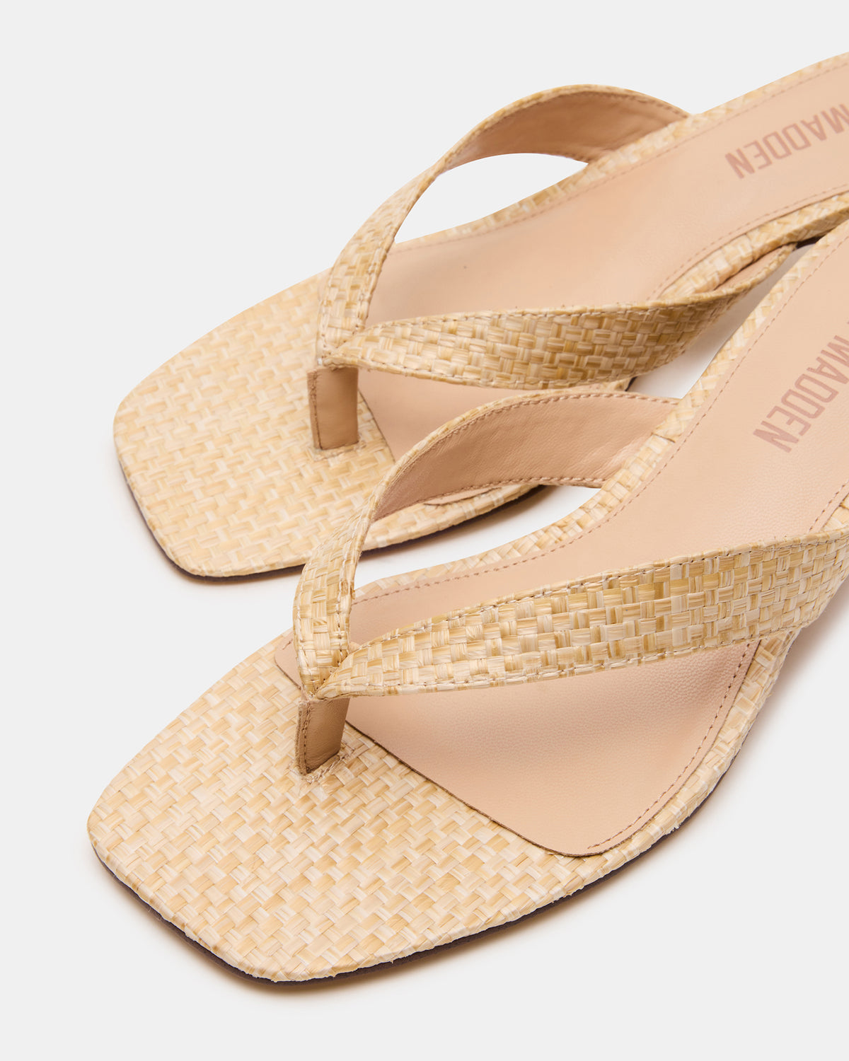 Steve Madden TRACIE Raffia Thong Strap Women's Kitten Heel