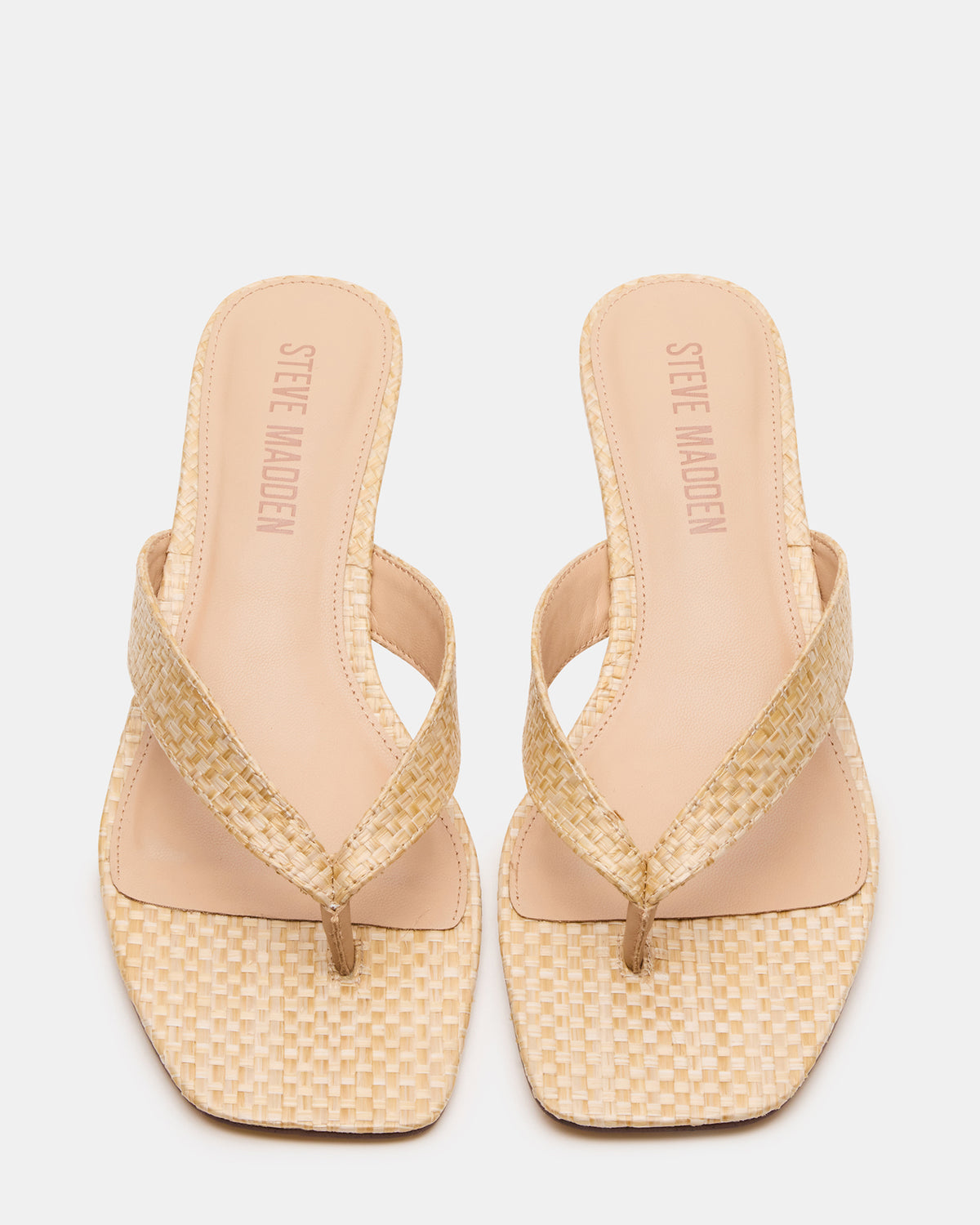 Steve Madden TRACIE Raffia Thong Strap Women's Kitten Heel