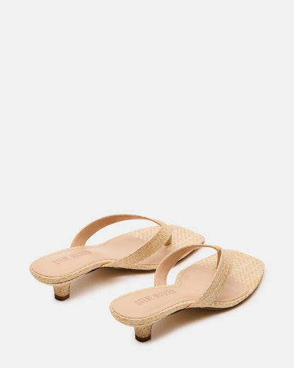 Steve Madden TRACIE Raffia Thong Strap Women's Kitten Heel
