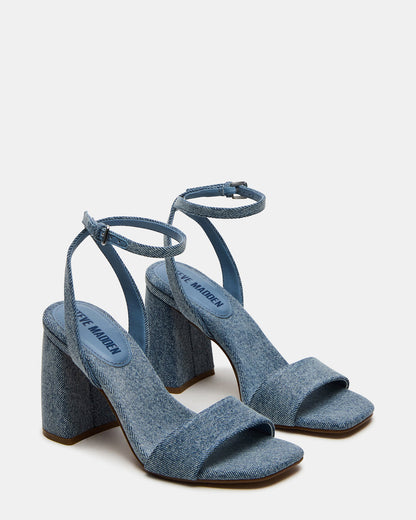 Steve Madden MESSA Denim Fabric Women's Square-Toe Block Heel