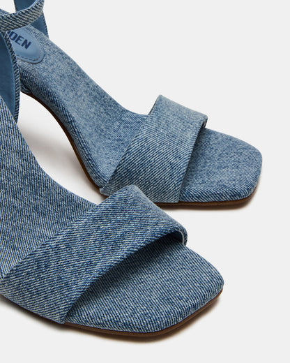 Steve Madden MESSA Denim Fabric Women's Square-Toe Block Heel