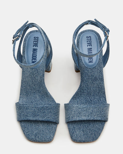 Steve Madden MESSA Denim Fabric Women's Square-Toe Block Heel