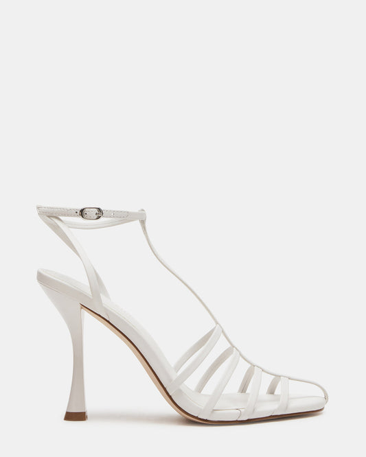 Steve Madden TILDAH White Leather Strappy Rounded Toe Women's Heel