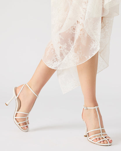 Steve Madden TILDAH White Leather Strappy Rounded Toe Women's Heel