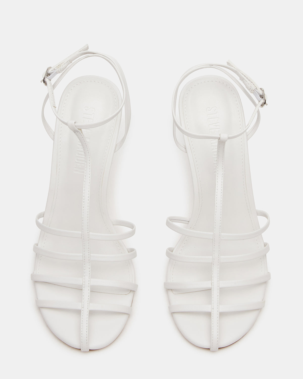 Steve Madden TILDAH White Leather Strappy Rounded Toe Women's Heel