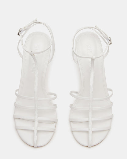 Steve Madden TILDAH White Leather Strappy Rounded Toe Women's Heel