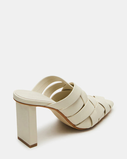 Steve Madden NAKITA White Square-Toe Woven Mule Women's Heel