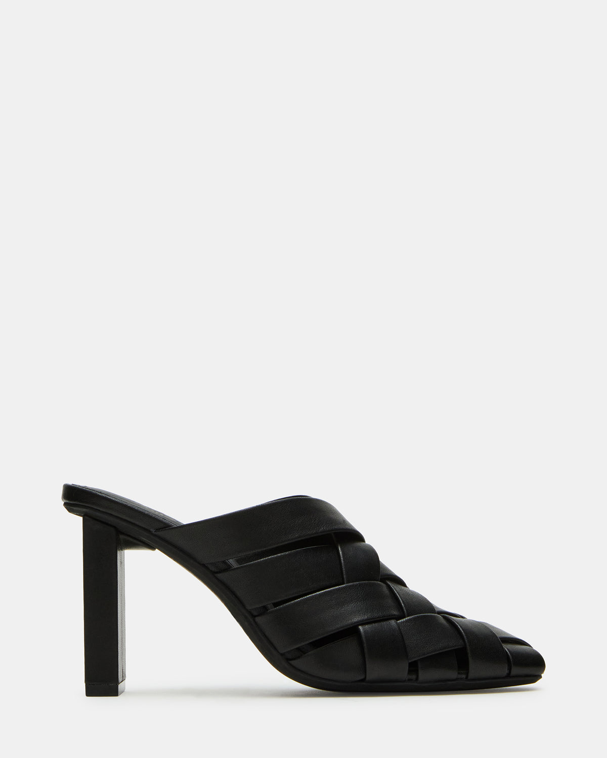 Steve Madden NAKITA Black Square-Toe Woven Mule Women's Heel
