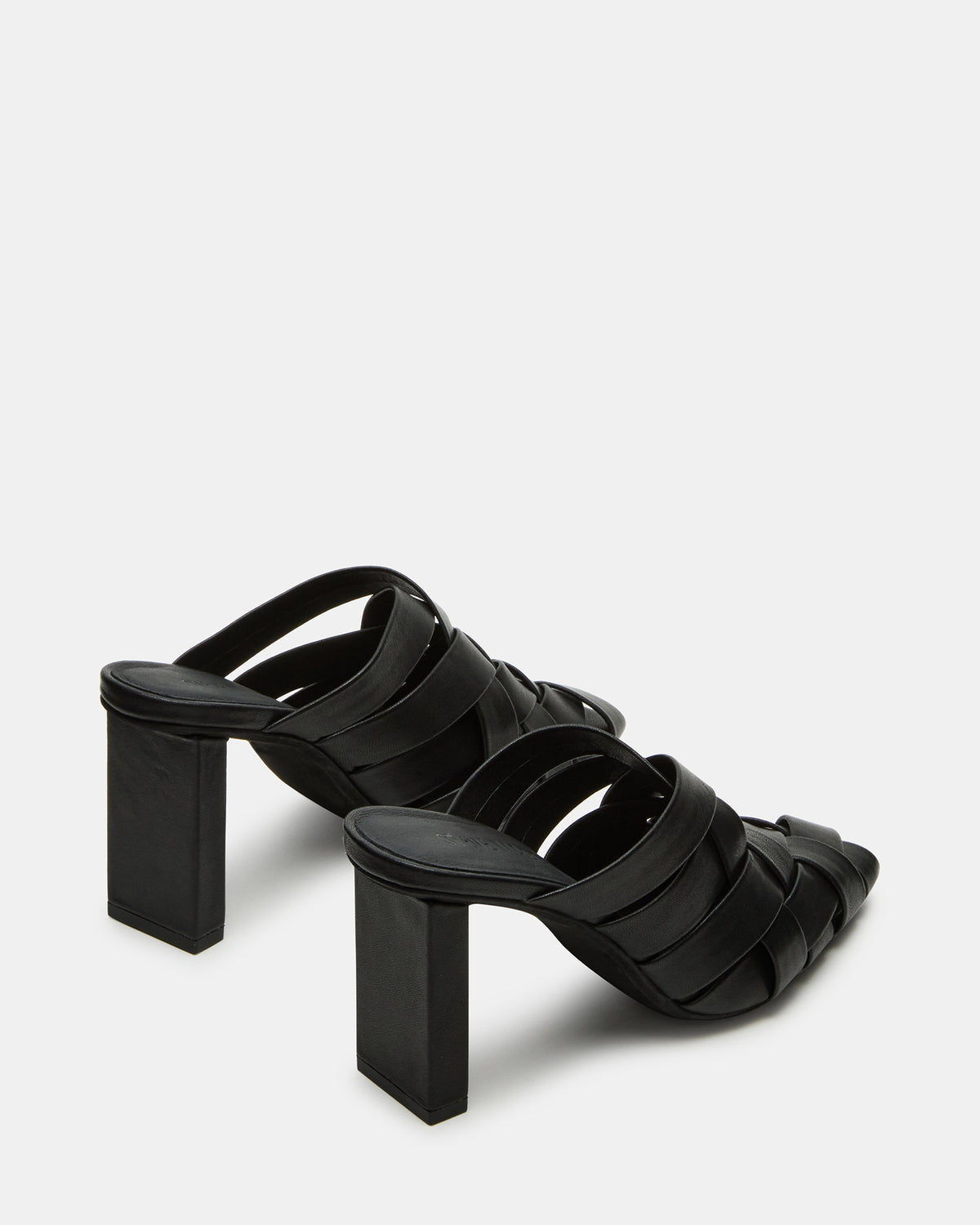 Steve Madden NAKITA Black Square-Toe Woven Mule Women's Heel