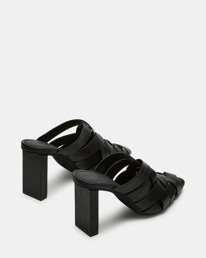Steve Madden NAKITA Black Square-Toe Woven Mule Women's Heel