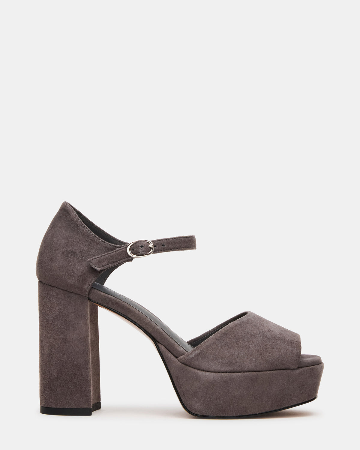 Steve Madden LONDON Grey Suede Platfrom Block Heel Square-Toe Women's Heel