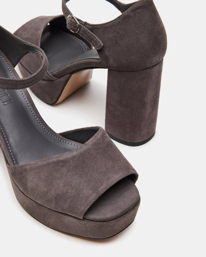 Steve Madden LONDON Grey Suede Platfrom Block Heel Square-Toe Women's Heel