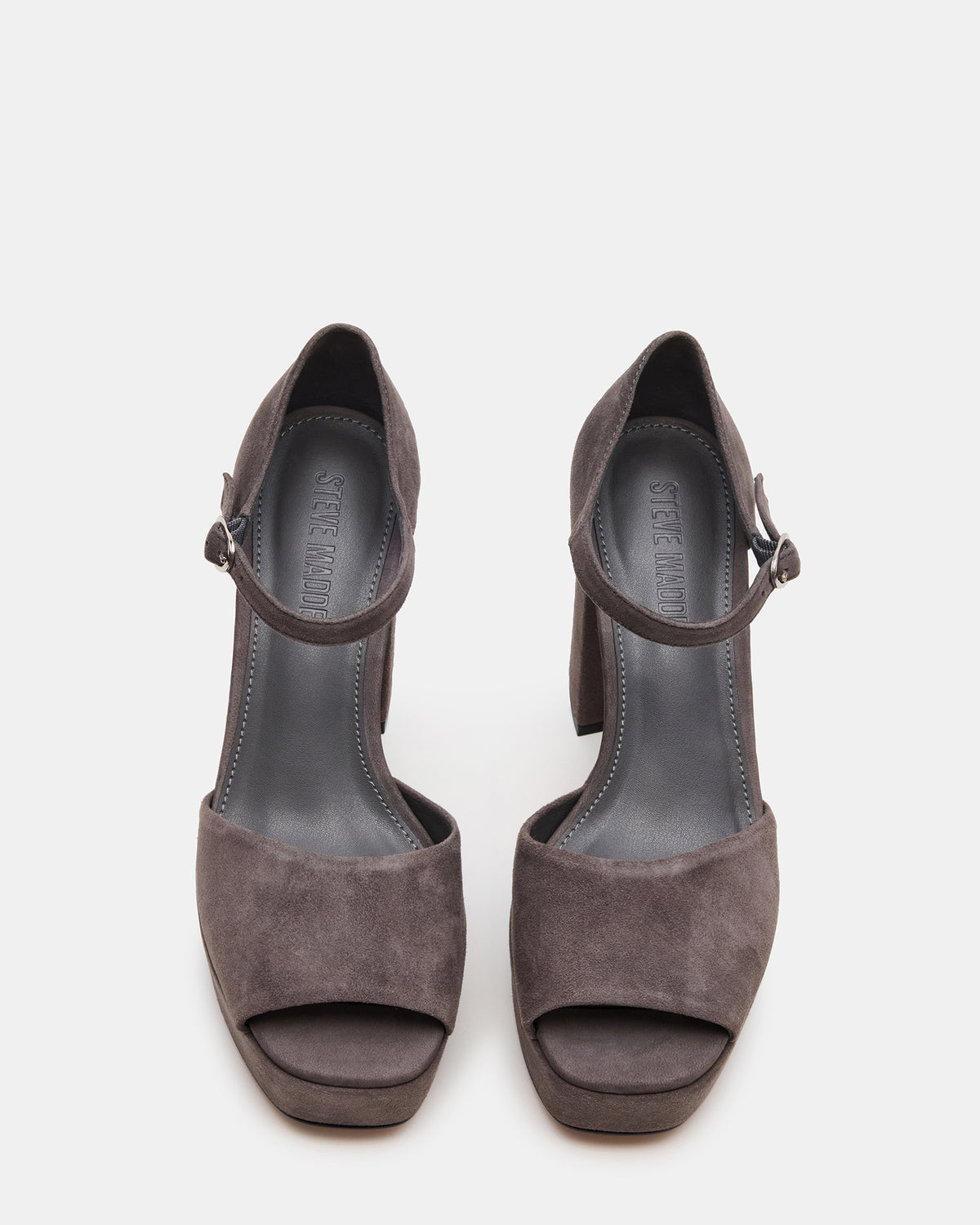 Steve Madden LONDON Grey Suede Platfrom Block Heel Square-Toe Women's Heel