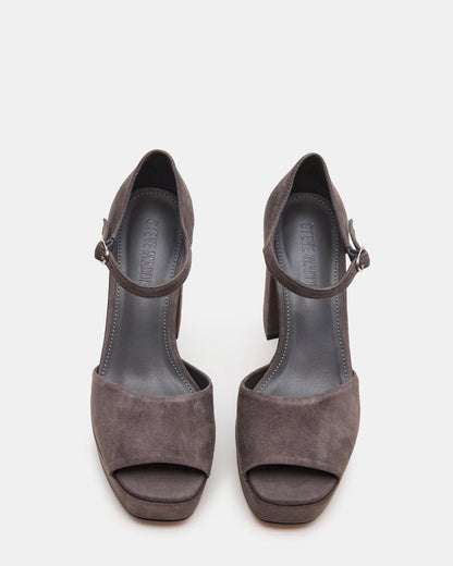 Steve Madden LONDON Grey Suede Platfrom Block Heel Square-Toe Women's Heel