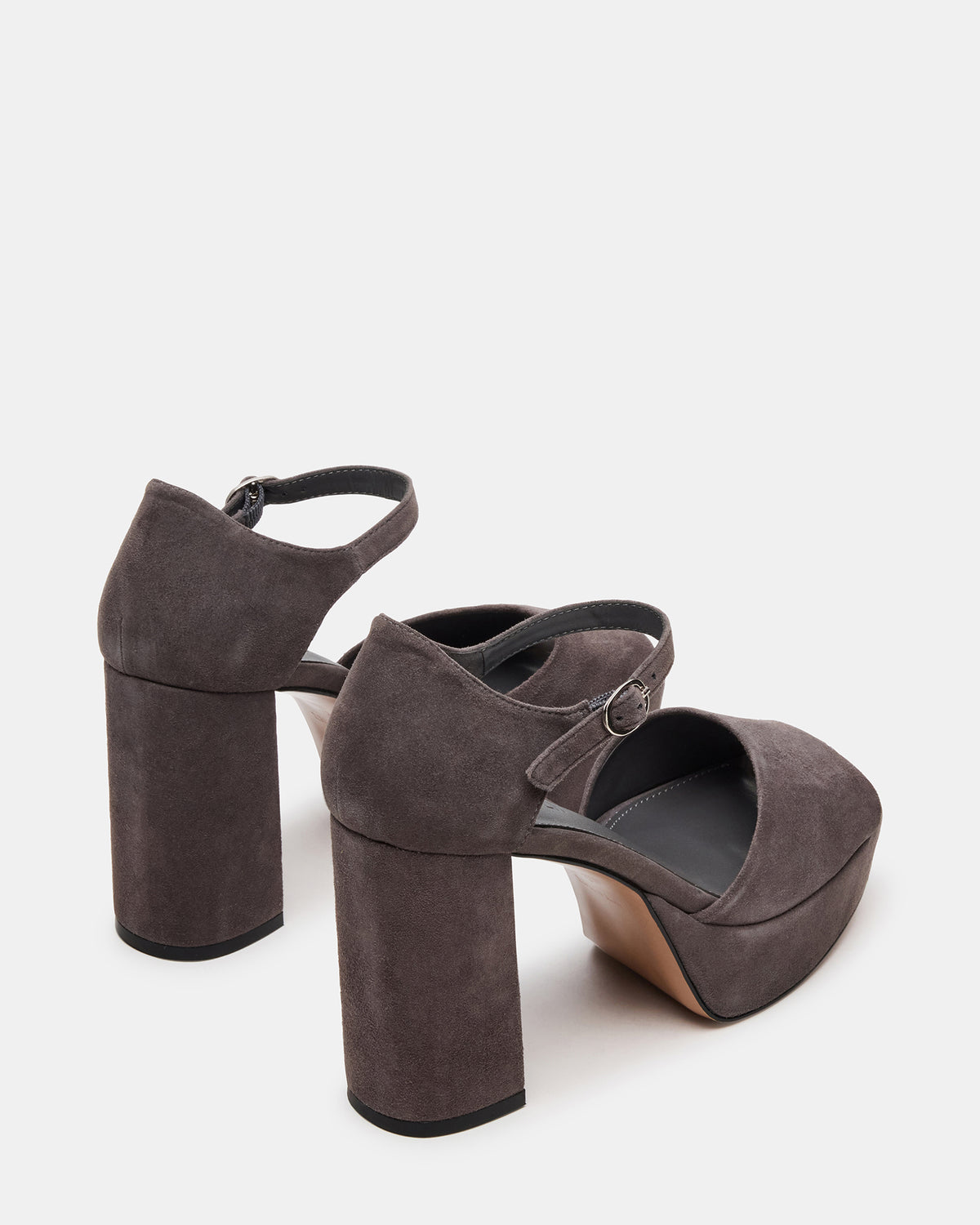 Steve Madden LONDON Grey Suede Platfrom Block Heel Square-Toe Women's Heel