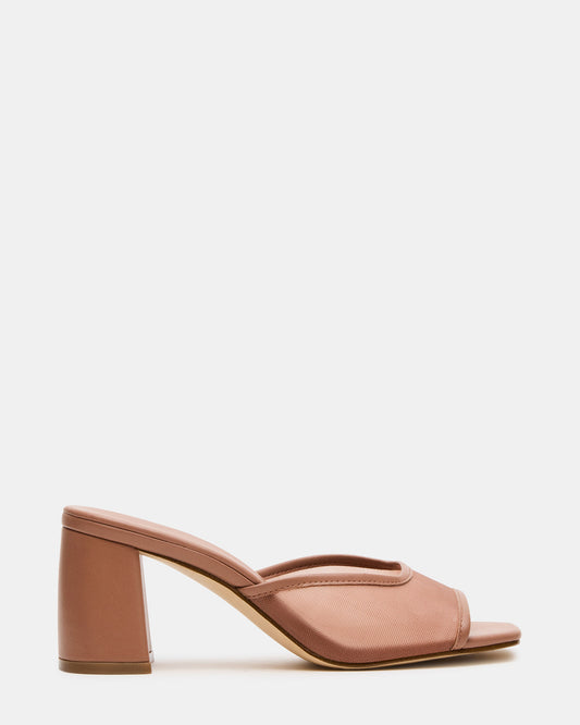 Steve Madden MADAME Mocha Square-Toe Mesh Mule Women's Heel