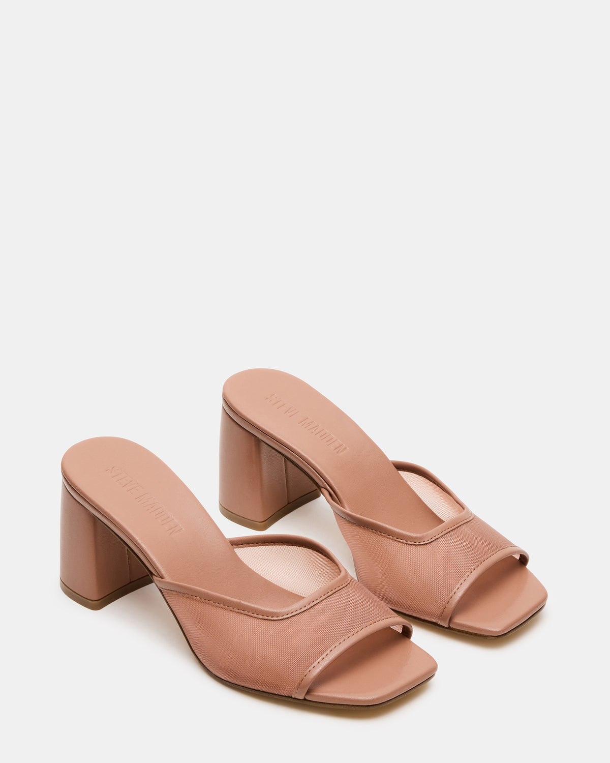 Steve Madden MADAME Mocha Square-Toe Mesh Mule Women's Heel