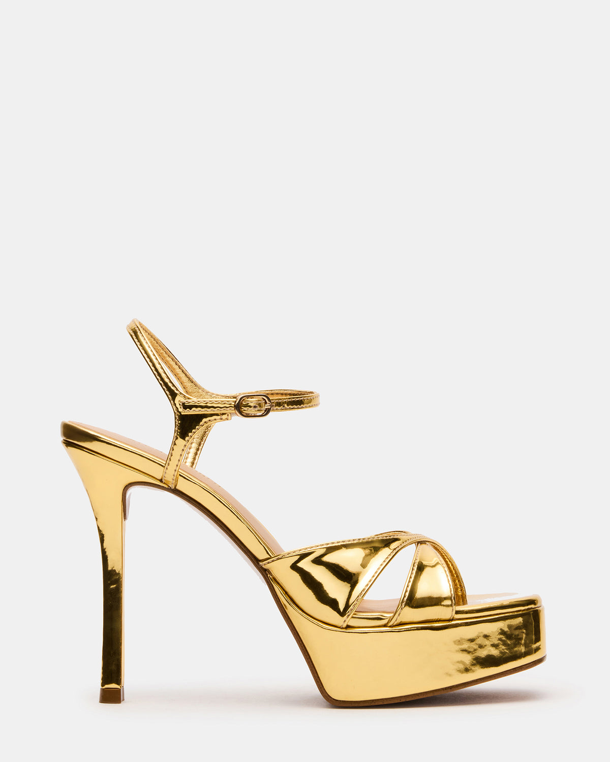 Steve Madden SCARLET Gold Square-Toe Strappy Platform Women's Heel
