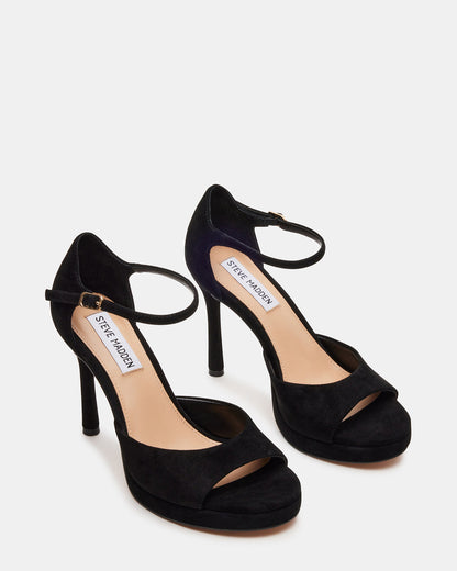Steve Madden ESTER Black Suede Strappy Heel | Women's Heels