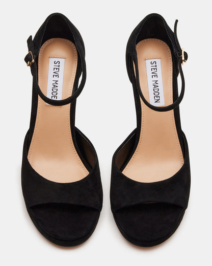 Steve Madden ESTER Black Suede Strappy Heel | Women's Heels