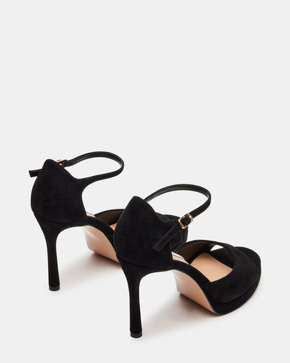 Steve Madden ESTER Black Suede Strappy Heel | Women's Heels