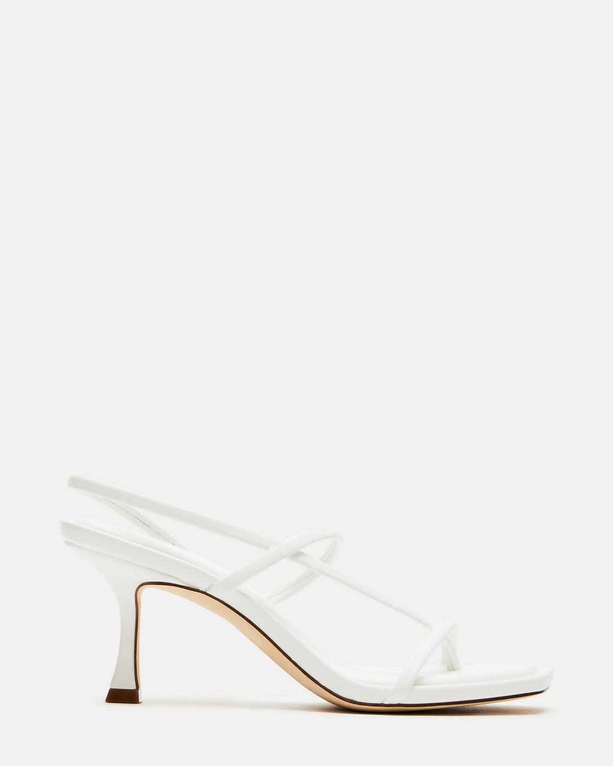 Steve Madden LOCKE White Women's Dainty Strappy Square Toe Heel