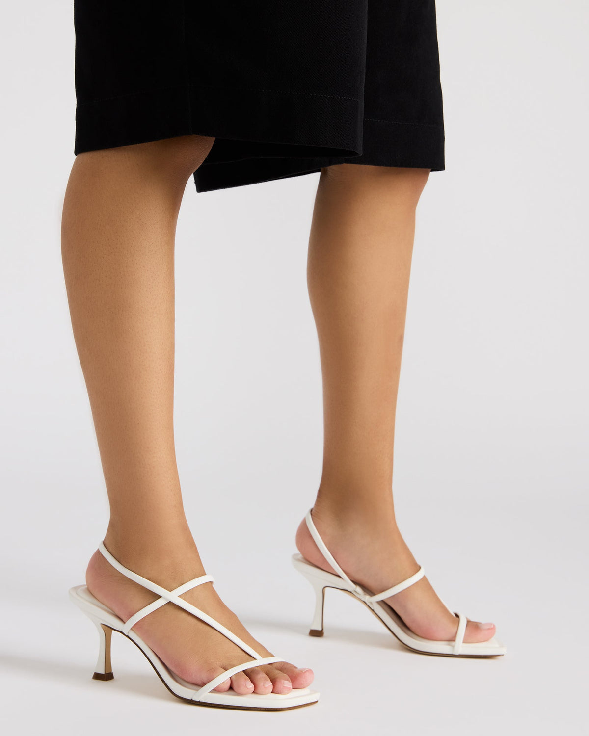 Steve Madden LOCKE White Women's Dainty Strappy Square Toe Heel