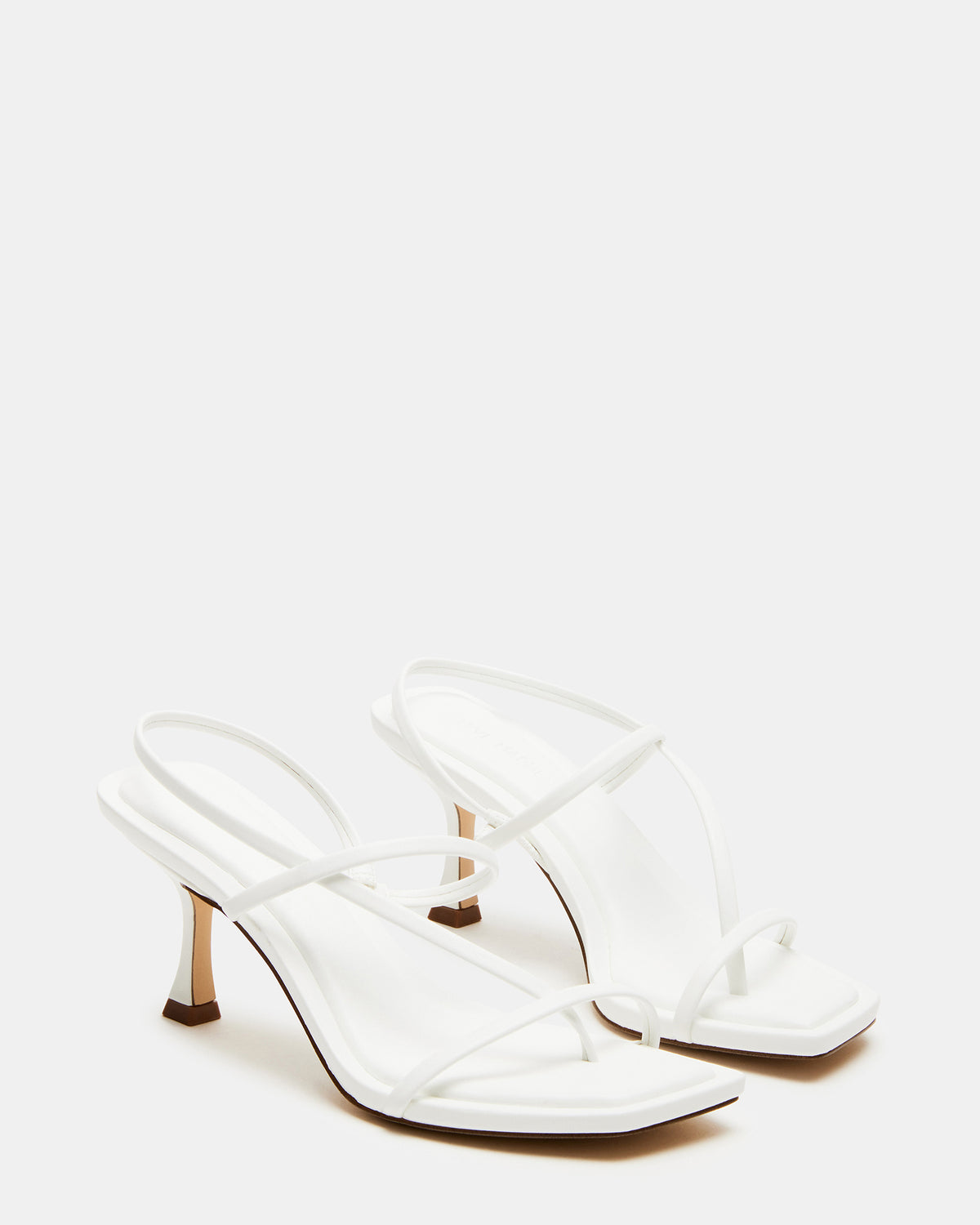Steve Madden LOCKE White Women's Dainty Strappy Square Toe Heel