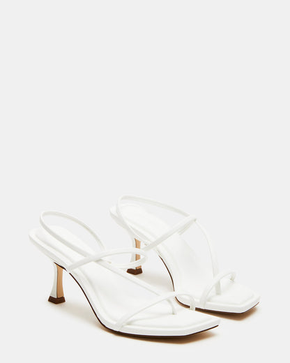 Steve Madden LOCKE White Women's Dainty Strappy Square Toe Heel