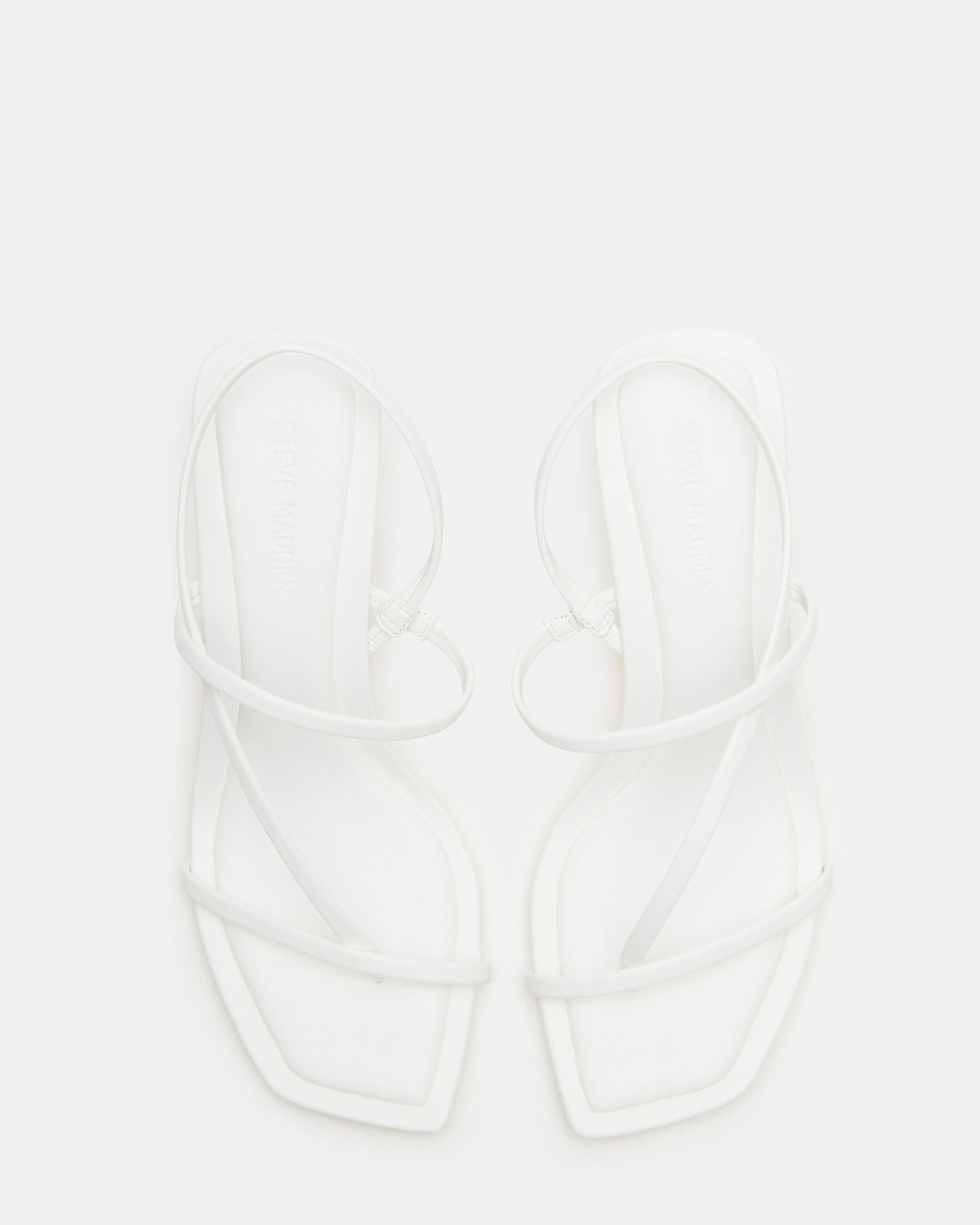 Steve Madden LOCKE White Women's Dainty Strappy Square Toe Heel