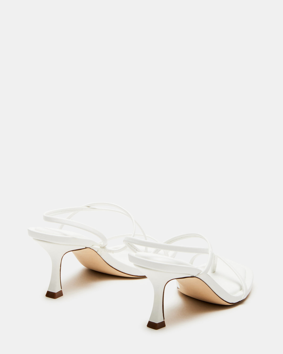 Steve Madden LOCKE White Women's Dainty Strappy Square Toe Heel