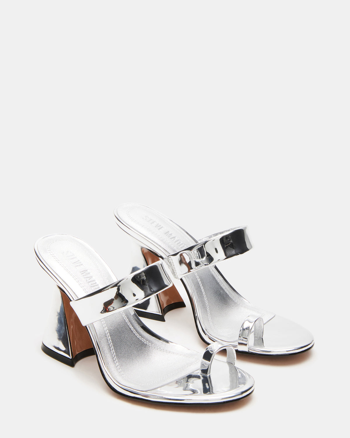 Steve Madden RENIE Silver Women's Open Toe Mule Heel