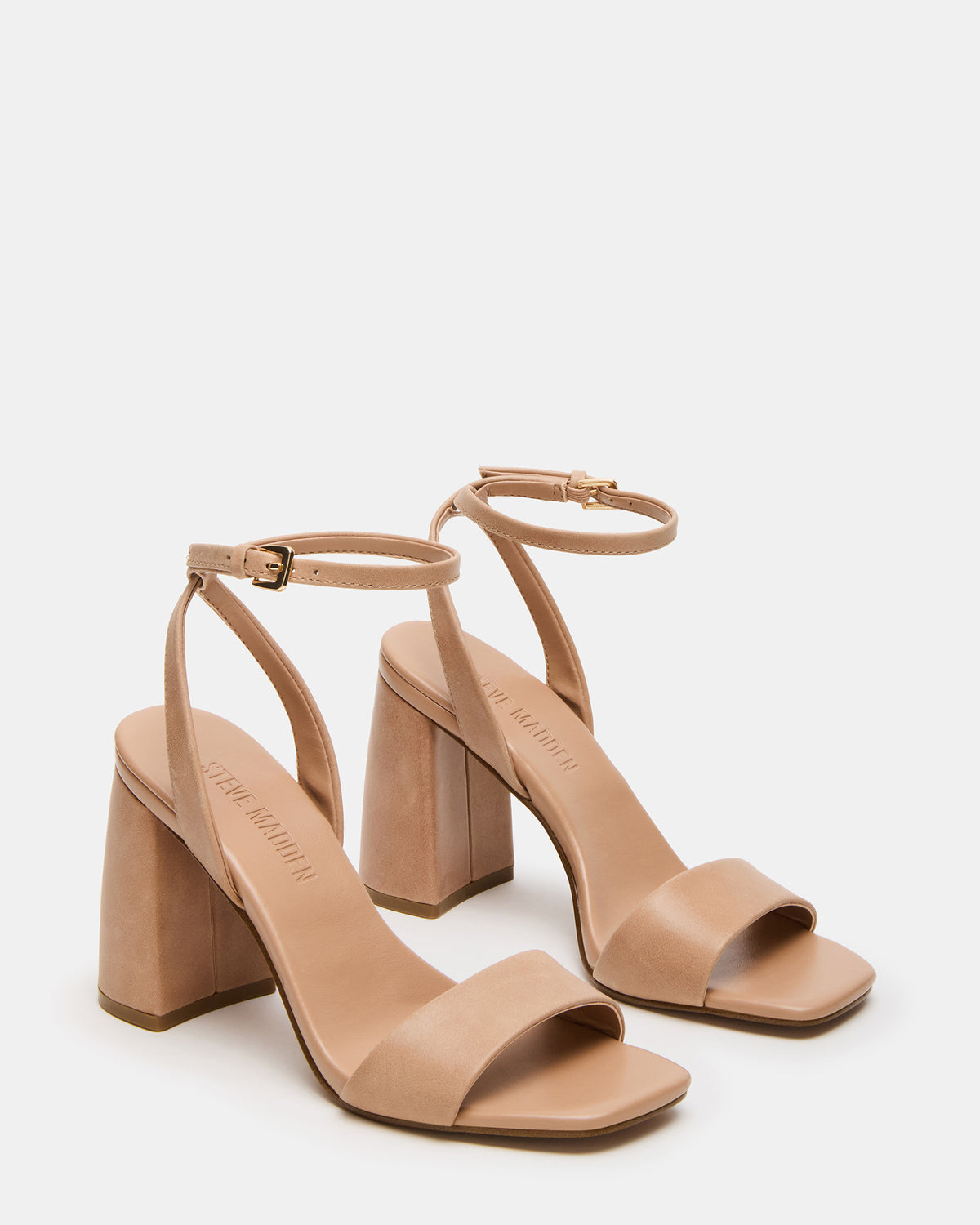 Steve Madden MESSA Natural Leather Women's Square-Toe Block Heel