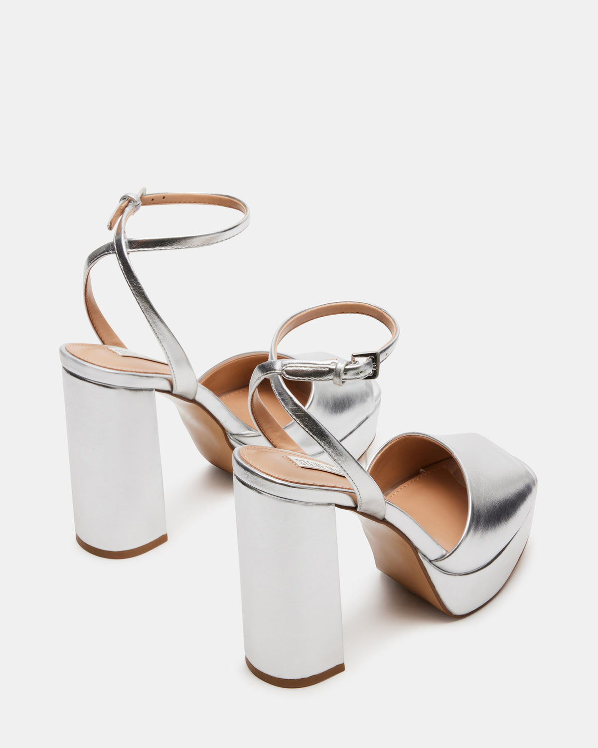 Steve Madden LOURDES Silver Metallic Platform Heel | Women's Heels