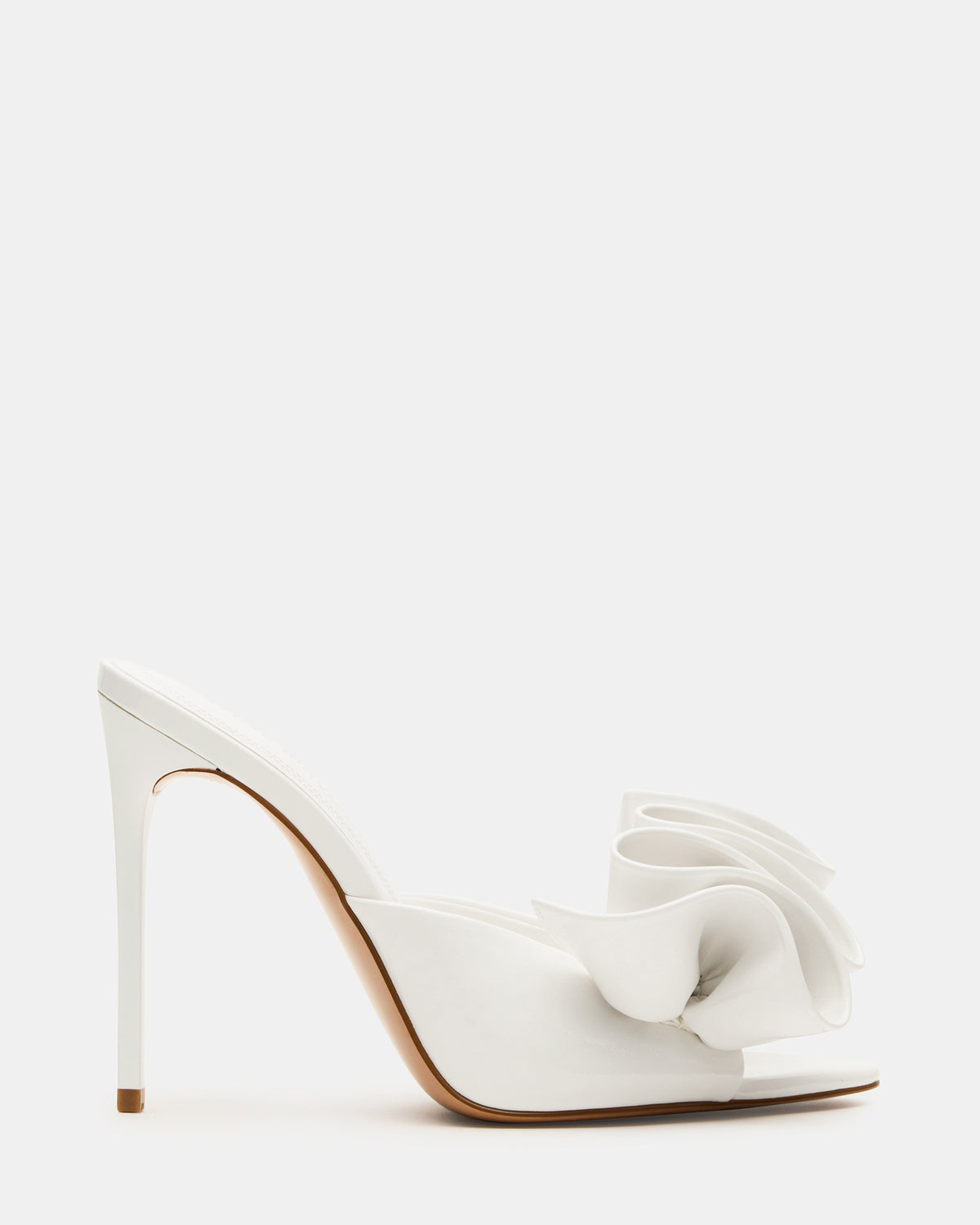 Steve Madden AFFINITY White Patent Pointed-Toe Stiletto Mule Women's Heel