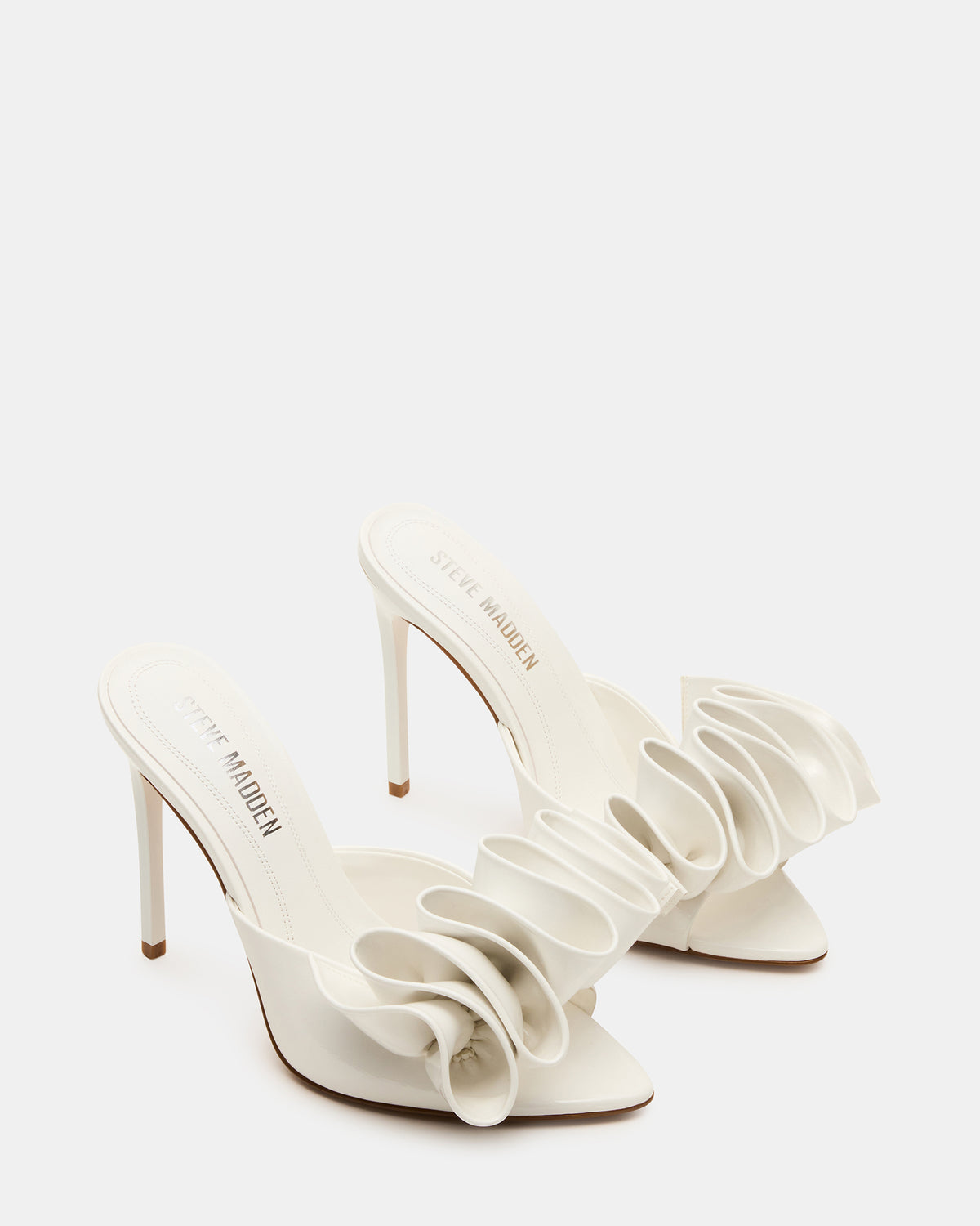 Steve Madden AFFINITY White Patent Pointed-Toe Stiletto Mule Women's Heel