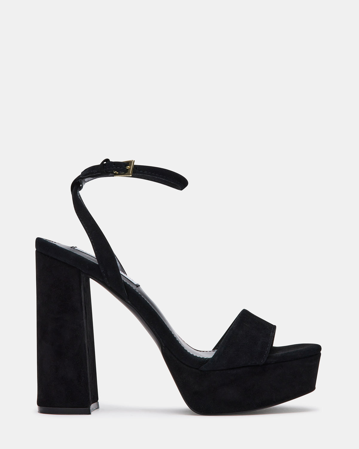 Steve Madden LESSA Black Suede Platform Block Heel | Women's Heels