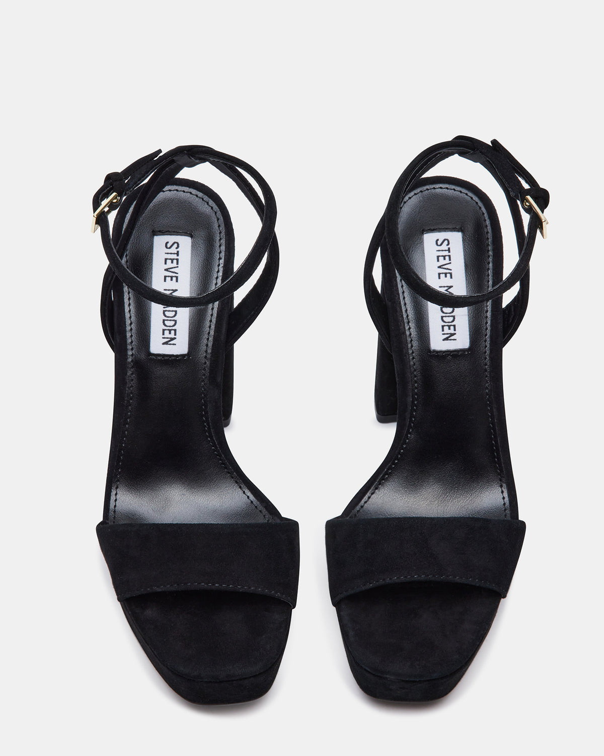 Steve Madden LESSA Black Suede Platform Block Heel | Women's Heels