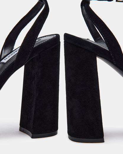 Steve Madden LESSA Black Suede Platform Block Heel | Women's Heels