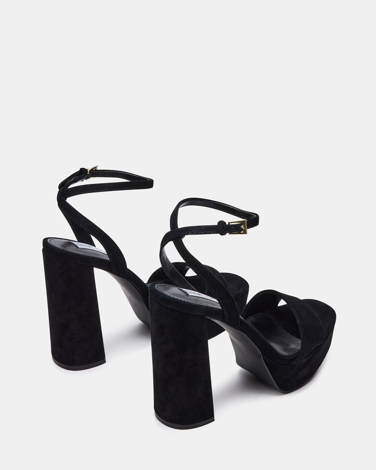 Steve Madden LESSA Black Suede Platform Block Heel | Women's Heels