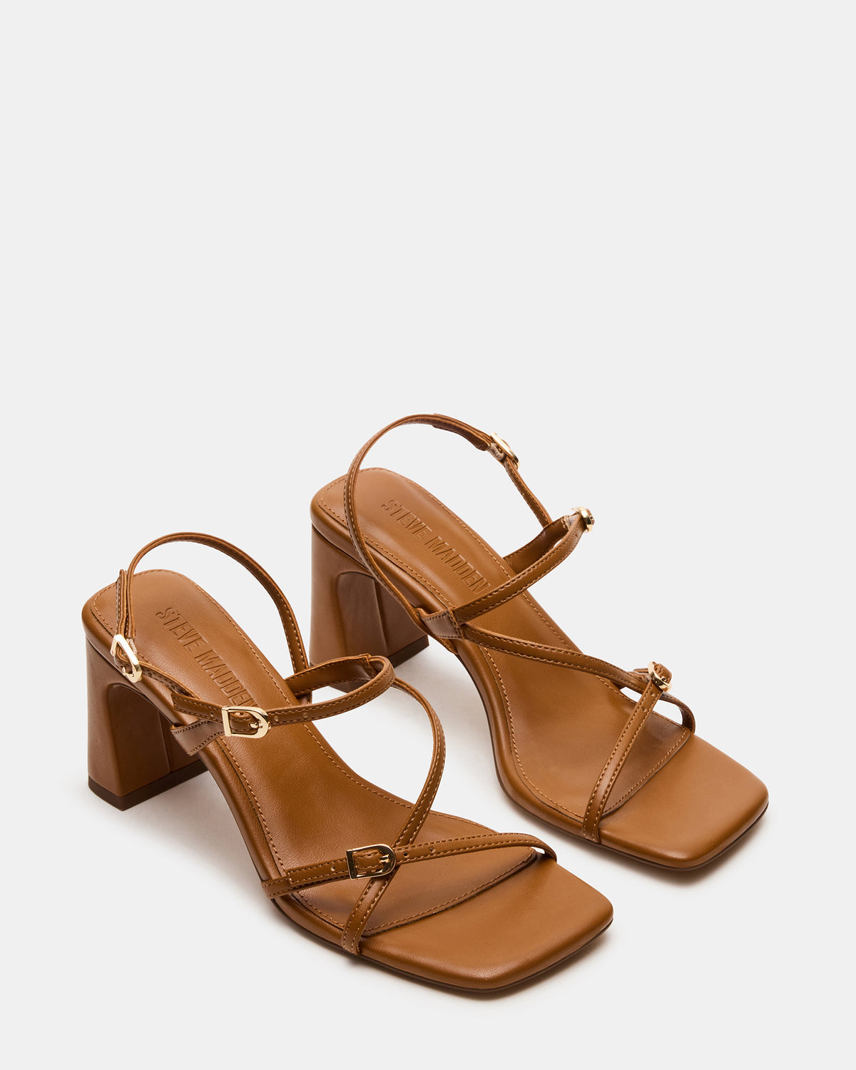 Steve Madden VANTAGE Caramel Women's Square-Toe Strappy Slingback Heel