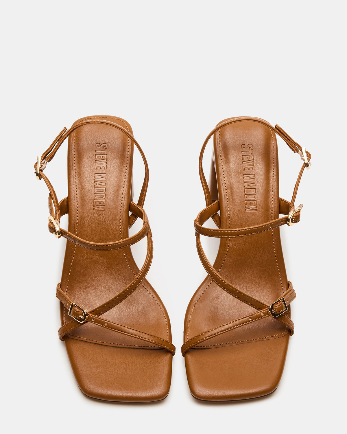 Steve Madden VANTAGE Caramel Women's Square-Toe Strappy Slingback Heel