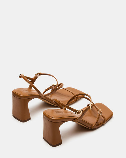 Steve Madden VANTAGE Caramel Women's Square-Toe Strappy Slingback Heel