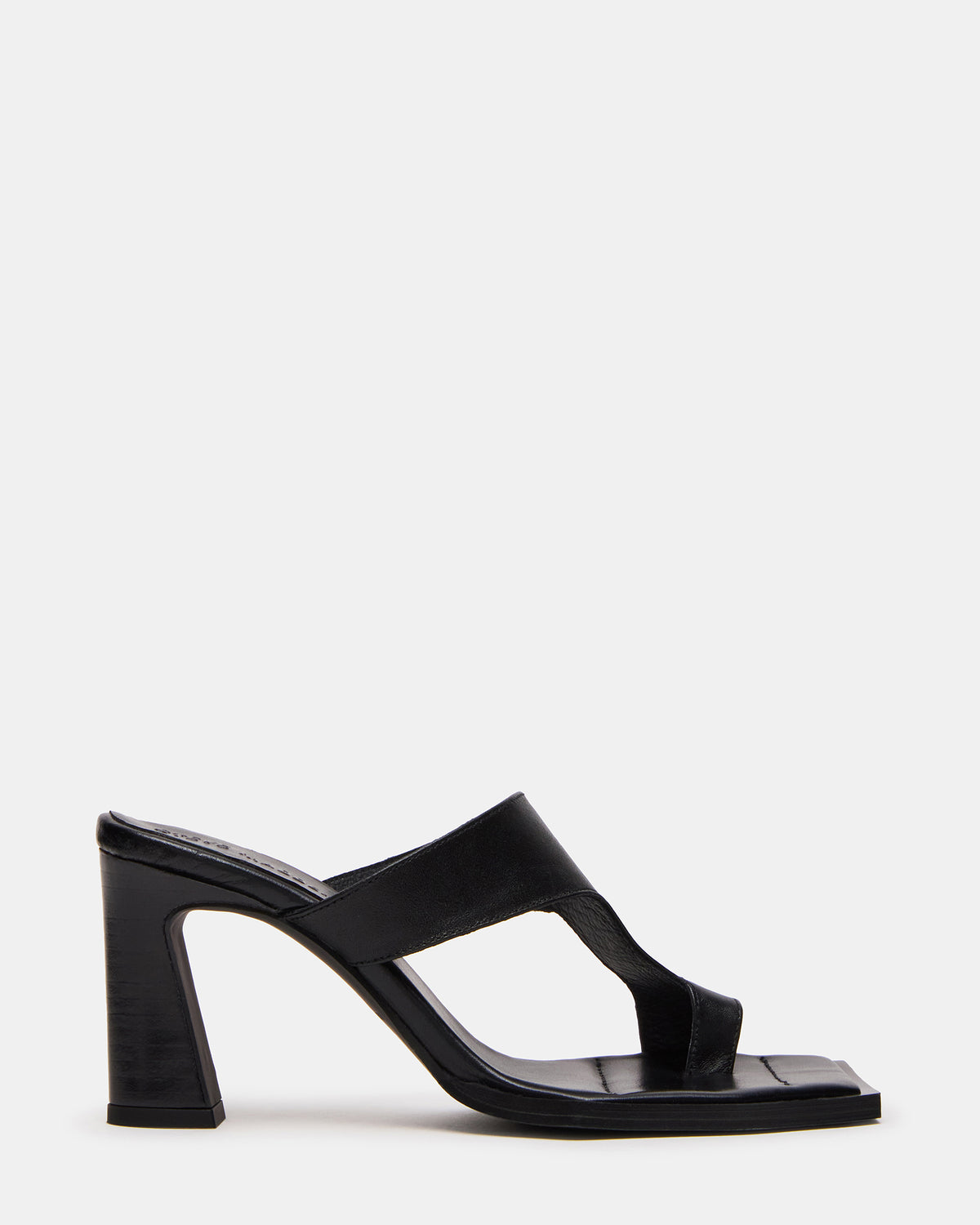 Steve Madden ALAMEDA Black Leather Square-Toe Mule Women's Heel