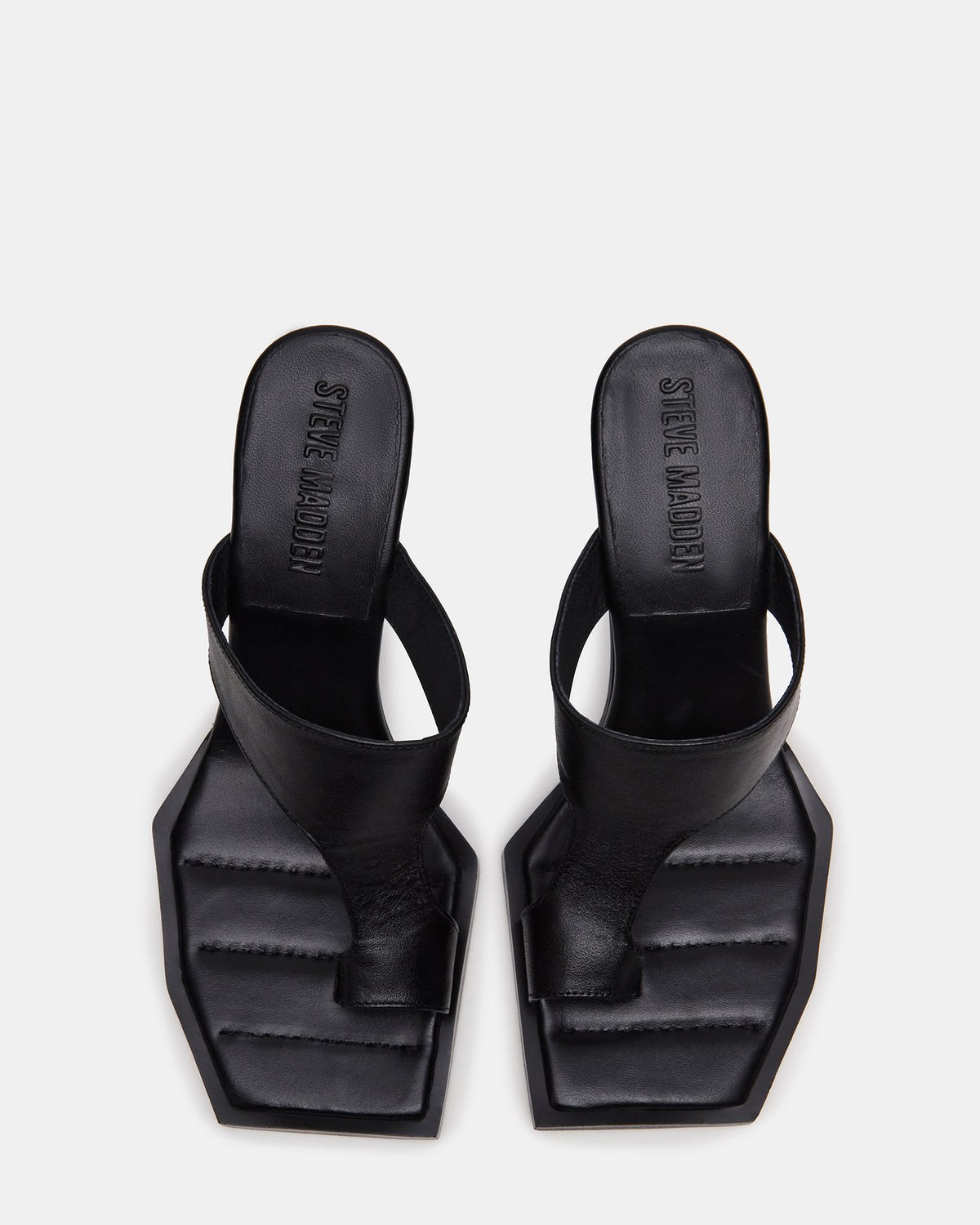 Steve Madden ALAMEDA Black Leather Square-Toe Mule Women's Heel