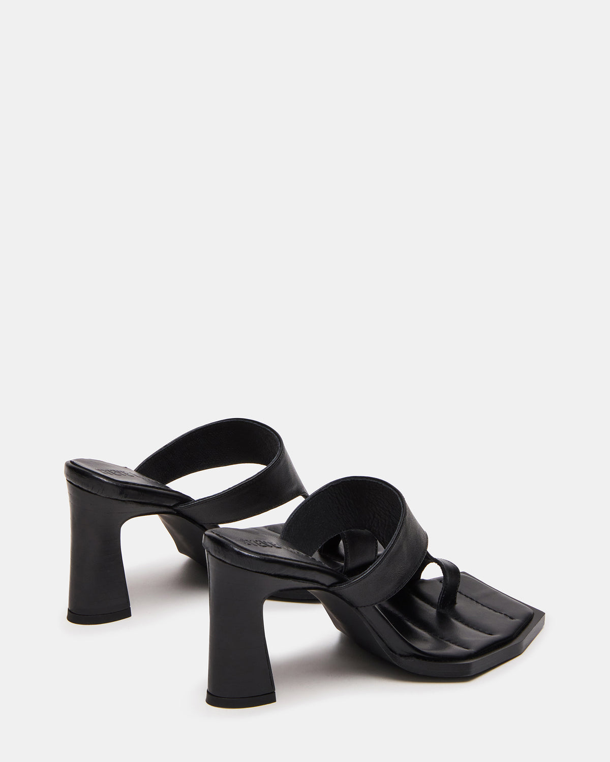 Steve Madden ALAMEDA Black Leather Square-Toe Mule Women's Heel