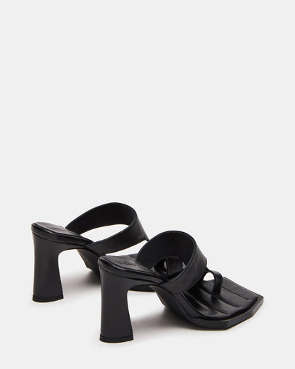 Steve Madden ALAMEDA Black Leather Square-Toe Mule Women's Heel